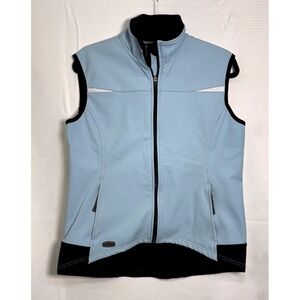 SportHill Women's Large Softshell Vest Baby Blue Black Full Zip Performance